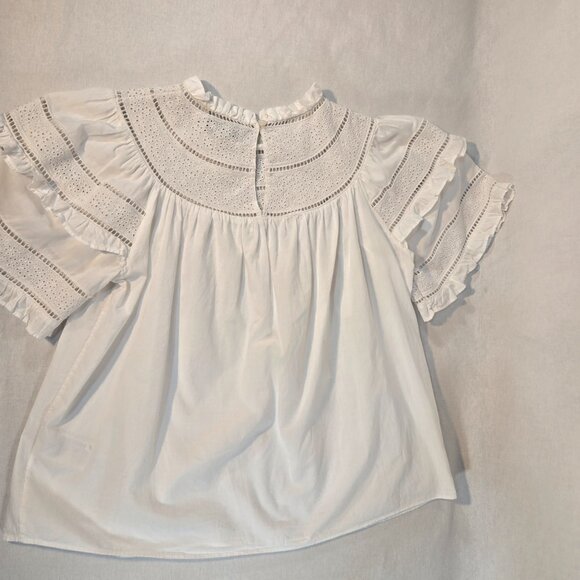 & OTHER STORIES Cottagecore Embroidered A-Line Ruffle WHITE Top Size 4 LIKE NEW! - Picture 7 of 16